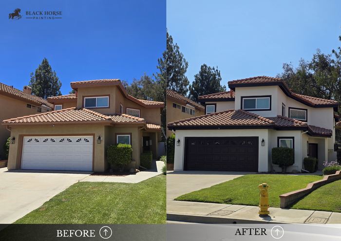 Before and after: Stucco exterior, white and black