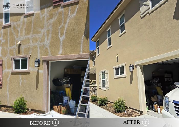 Before and after: Stucco crack repair and repaint