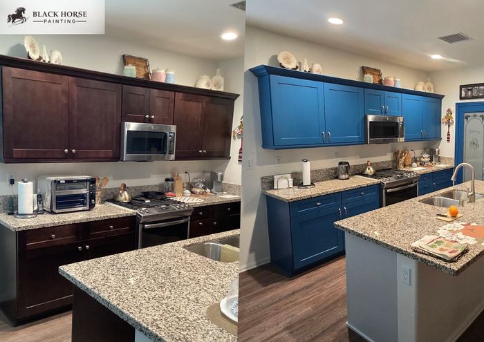 Before and after: Kitchen cabinets, espresso to navy