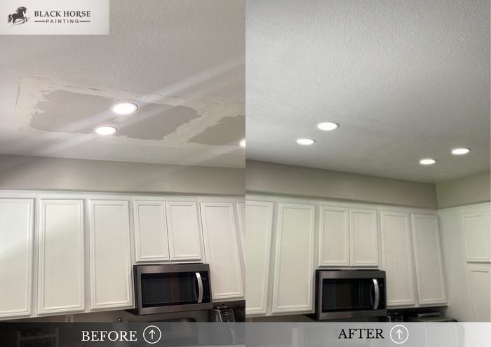Before and after: Ceiling drywall repair