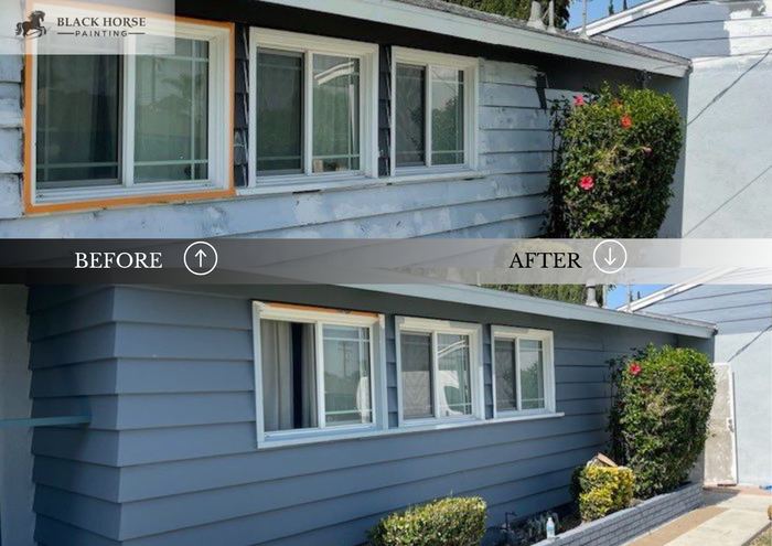 Before and after: Siding, blue gray