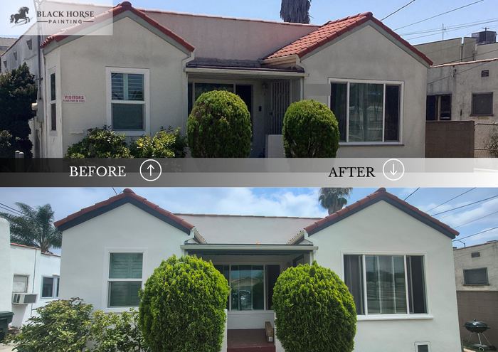 Before and after: Stucco bungalow, white
